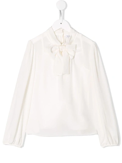 Shop Dolce & Gabbana Pussy-bow Crepe-de-chine Blouse In White