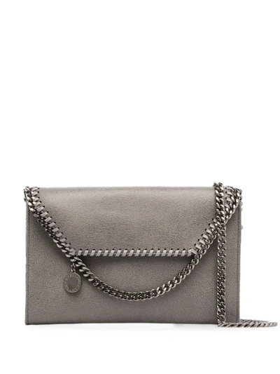 Shop Stella Mccartney Falabella Chain-trimmed Shoulder Bag In Grey