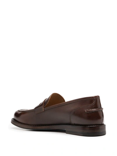 Shop Alberto Fasciani Penny-slot Leather Loafers In Brown