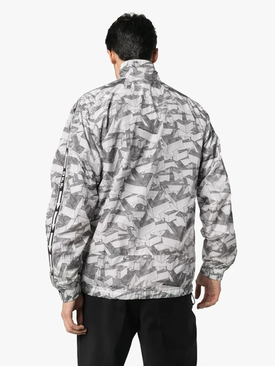 Shop Off-white Patterned Zipped Track Jacket In White