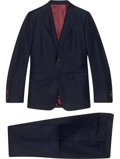 Shop Gucci Single-breasted Two-piece Suit In Blue