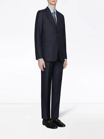 Shop Gucci Single-breasted Two-piece Suit In Blue