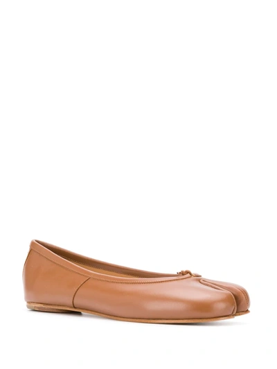 Shop Maison Margiela Tabi Leather Ballerina Shoes In Brown