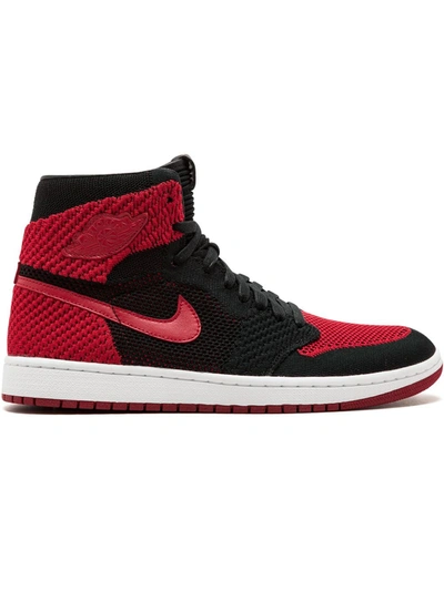 Shop Jordan Air  1 Retro Hi Flyknit "black/varsity Red/white" Sneakers