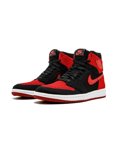 Shop Jordan Air  1 Retro Hi Flyknit "black/varsity Red/white" Sneakers