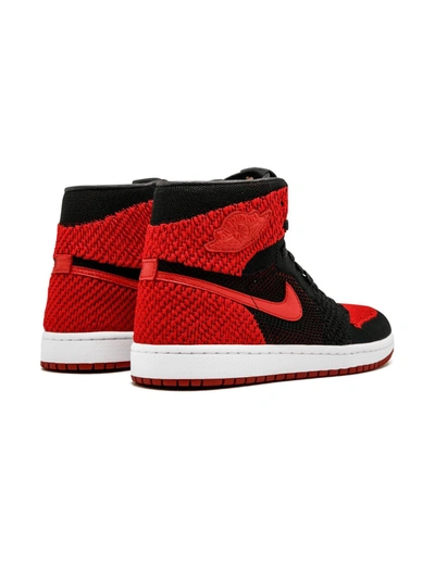 Shop Jordan Air  1 Retro Hi Flyknit "black/varsity Red/white" Sneakers