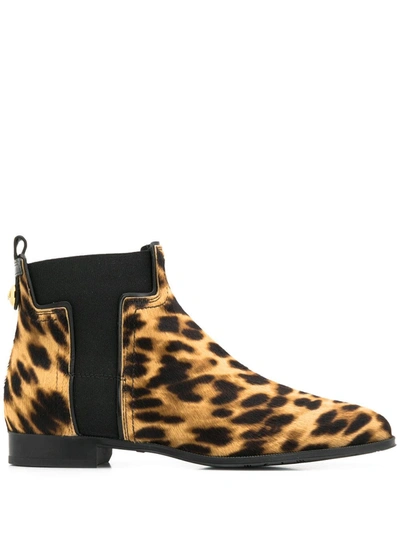 Shop Tod's Leopard Print Ankle Boots In Brown