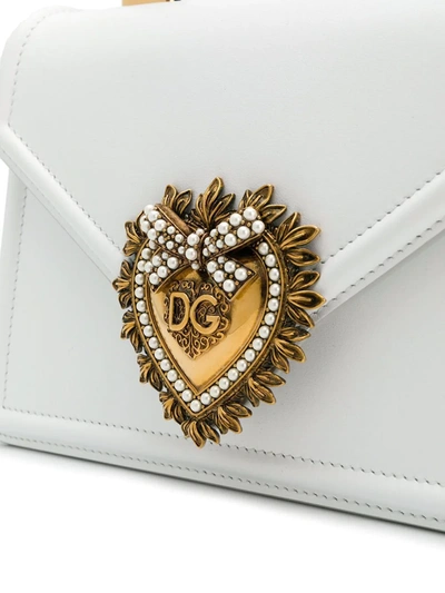 Shop Dolce & Gabbana Small Devotion Leather Top-handle Bag In White