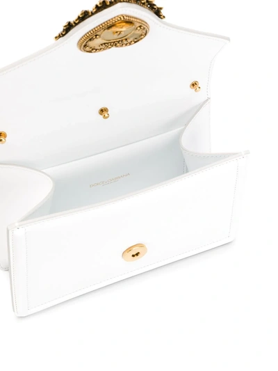 Shop Dolce & Gabbana Small Devotion Leather Top-handle Bag In White