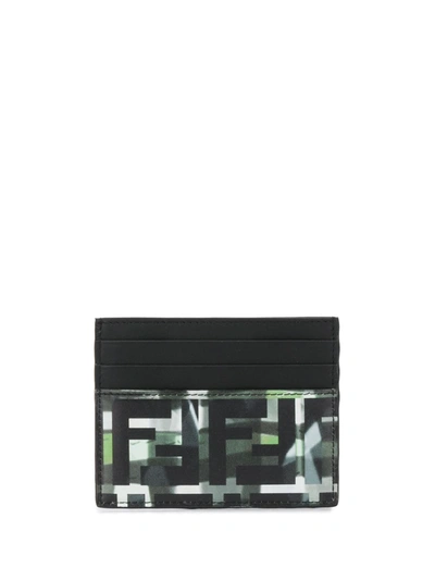 Shop Fendi Camouflage Ff Print Cardholder In Black