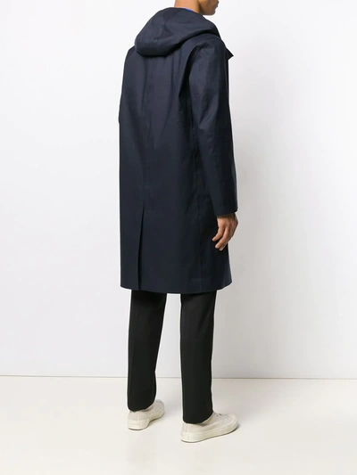 Shop Mackintosh Chryston Bonded Cotton Hooded Coat In Blue