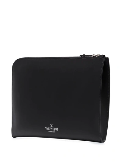 Shop Valentino Vltn Logo Leather Pouch In Black
