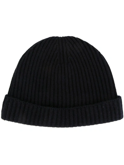 Shop N•peal Ribbed-knit Cashmere Beanie In Blue