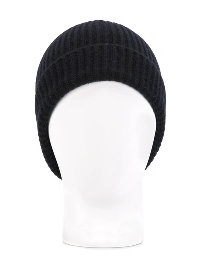 Shop N•peal Ribbed-knit Cashmere Beanie In Blue