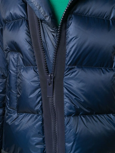 Shop Sacai Off-center Zip Puffer Jacket In Blue