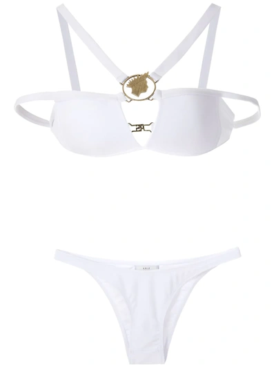 Shop Amir Slama Metallic Embellishment Bikini Set In White