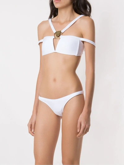 Shop Amir Slama Metallic Embellishment Bikini Set In White