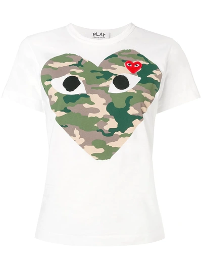 Shop Comme Des Garçons Play Camouflage Heart T-shirt In White