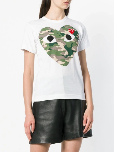 Comme Des Garçons Play Comme Des Garcons Play White And Red Camo Heart T-shirt In White