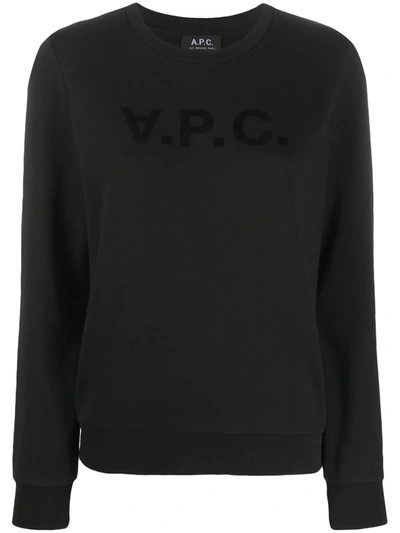 Shop Apc Logo Print Sweatshirt In Black