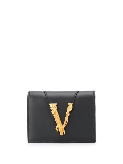 Shop Versace Virtus Bifold Wallet In Black