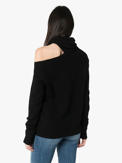 Paige Raundi Cold-shoulder Turtleneck Wool-blend Sweater In Black