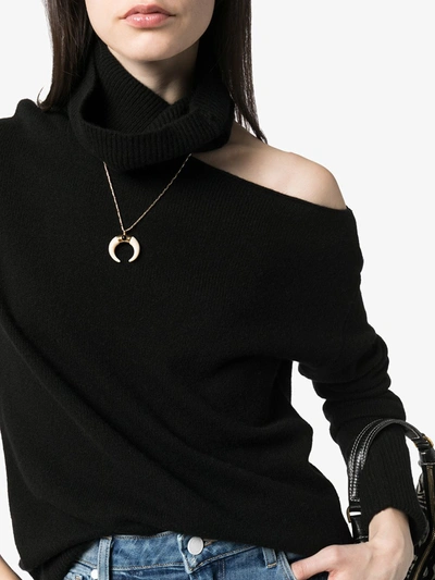 Paige Raundi Cold-shoulder Turtleneck Wool-blend Sweater In Black