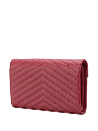 Shop Saint Laurent Monogram Envelope Clutch In Red