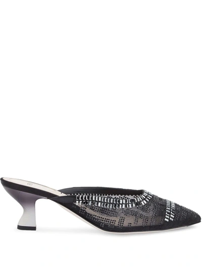 Shop Fendi Colibrì Embellished Ff Motif Mules In Black