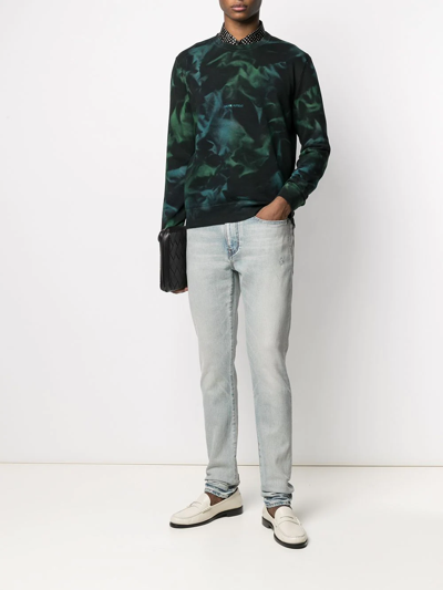 Saint Laurent Stonewashed Straight-cut Jeans In Blue