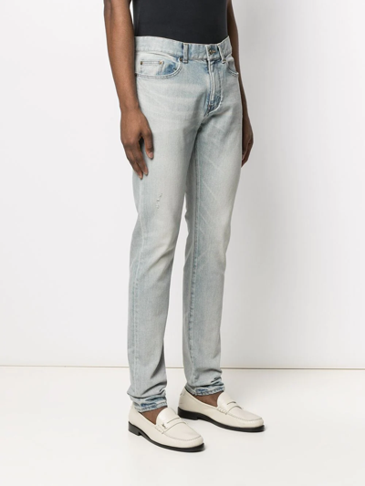 Saint Laurent Stonewashed Straight-cut Jeans In Blue