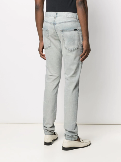 Saint Laurent Stonewashed Straight-cut Jeans In Blue