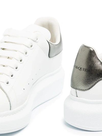 Shop Alexander Mcqueen Oversized Metallic Leather Sneakers In White