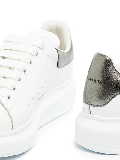 Alexander Mcqueen Oversized Metallic Leather Sneakers In White