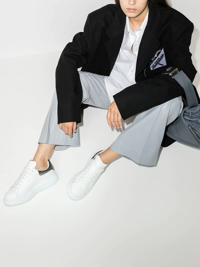 Shop Alexander Mcqueen Oversized Metallic Leather Sneakers In White