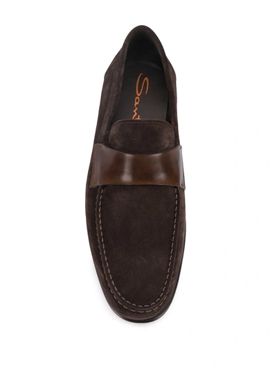 Shop Santoni Low Heel Loafers In Brown