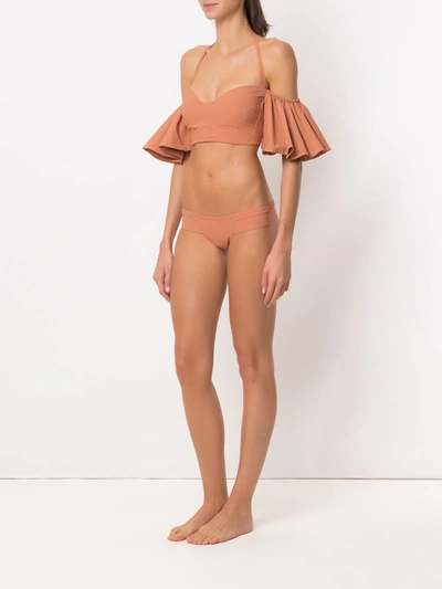 Amir Slama Ruffled Bikini Set In Neutrals