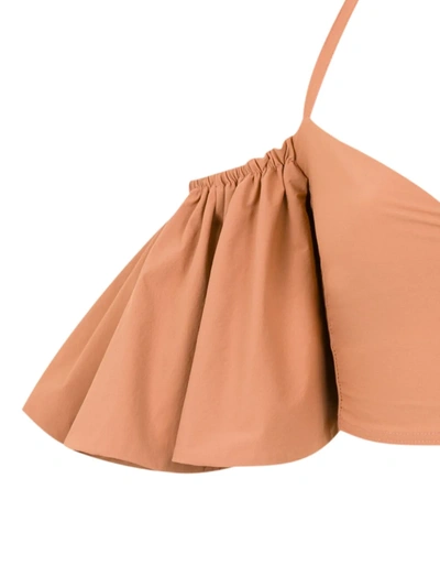 Shop Amir Slama Ruffled Bikini Set In Neutrals