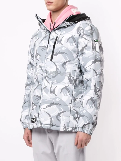 Shop Aape By A Bathing Ape Camouflage Hooded Padded Jacket In Grey