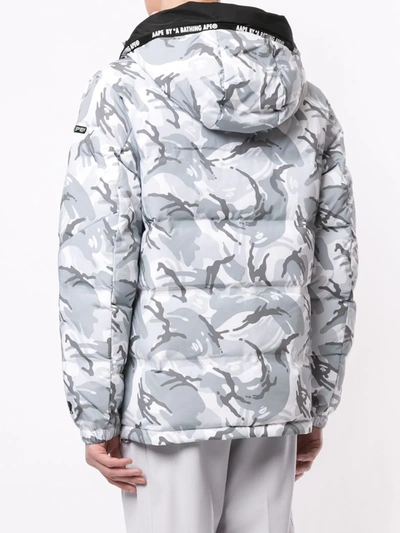 Shop Aape By A Bathing Ape Camouflage Hooded Padded Jacket In Grey