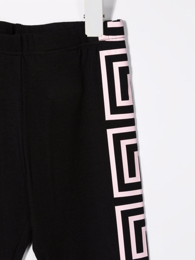Shop Versace Greca Logo-print Leggings In Black