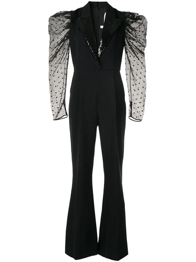 Shop Ingie Paris Puff-sleeve Jumpsuit In Black