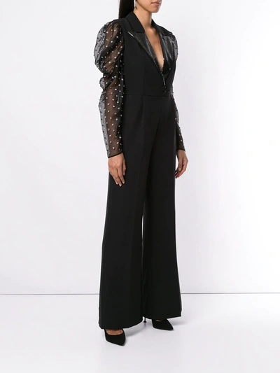 Shop Ingie Paris Puff-sleeve Jumpsuit In Black