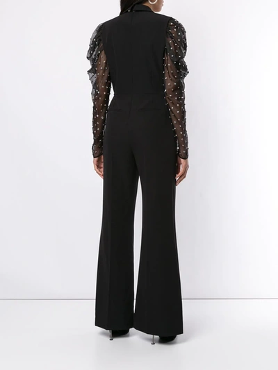 Shop Ingie Paris Puff-sleeve Jumpsuit In Black