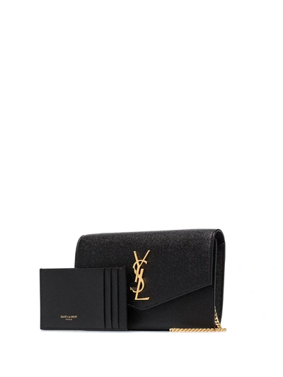 Shop Saint Laurent Monogram Envelope Bag In Black