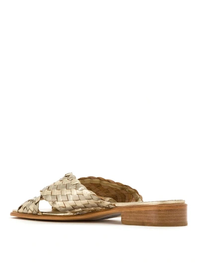 Shop Sarah Chofakian Leather Flat Sandals In Neutrals