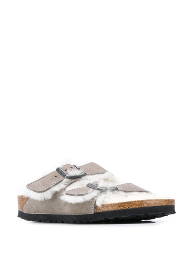 Shop Birkenstock Arizona Two-strap Shearling Sandals In Grey