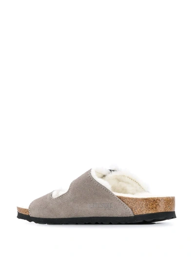 Shop Birkenstock Arizona Two-strap Shearling Sandals In Grey