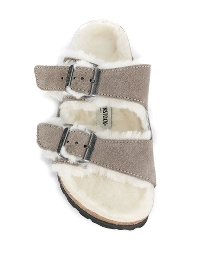 Shop Birkenstock Arizona Two-strap Shearling Sandals In Grey