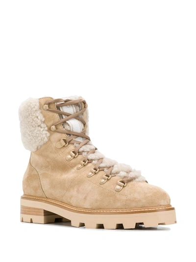 Shop Jimmy Choo Eshe Shearling Hiking Boots In Neutrals